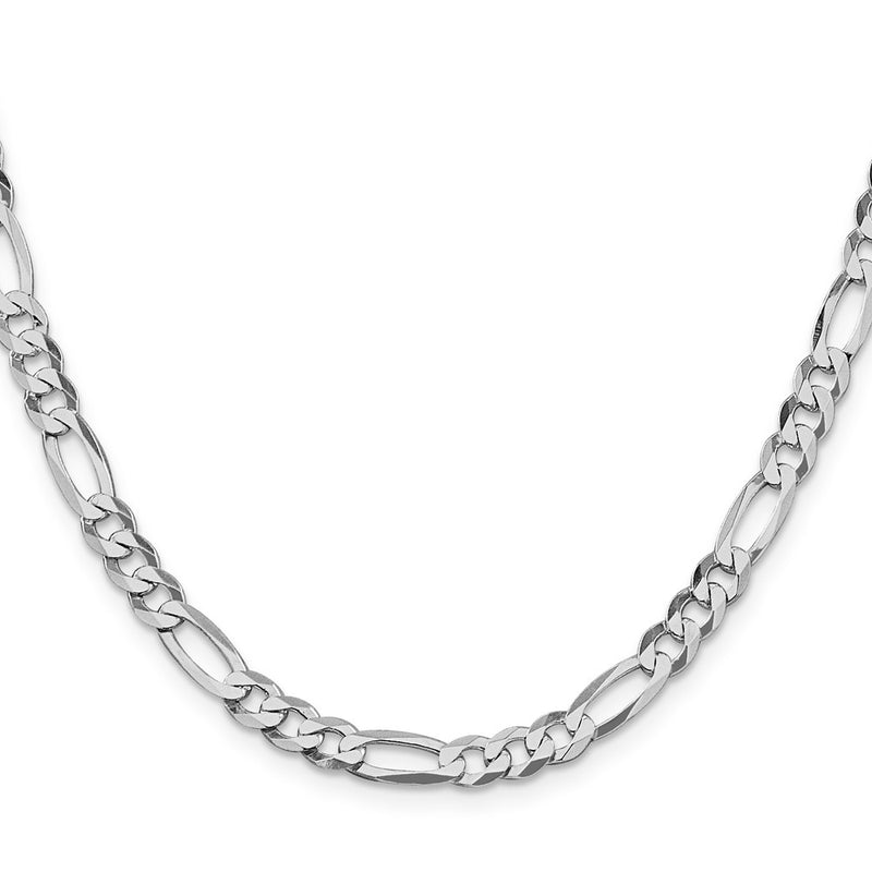 Sterling Silver Rhodium-Plated 5.5mm Lightweight Flat Figaro Chain Necklace