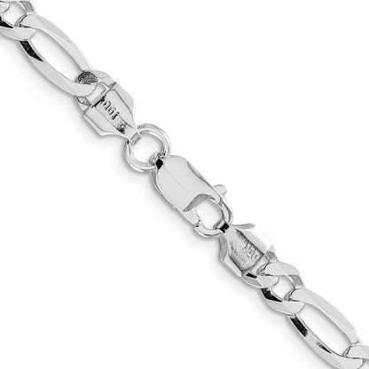 Sterling Silver Rhodium-Plated 5.5mm Lightweight Flat Figaro Chain Necklace