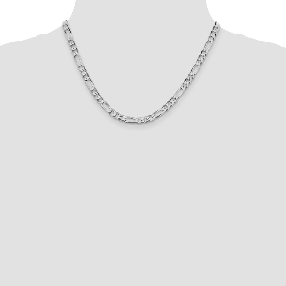 Sterling Silver Rhodium-Plated 5.5mm Lightweight Flat Figaro Chain Necklace