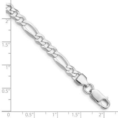Sterling Silver Rhodium-plated 5.5mm Lightweight Flat Figaro Chain Bracelet