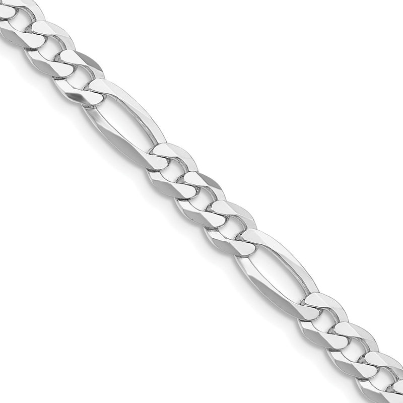 Sterling Silver Rhodium-Plated 5.5mm Lightweight Flat Figaro Chain Necklace