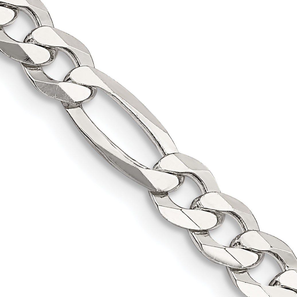20 Inch Sterling Silver 5.5mm Lightweight Flat Figaro Chain