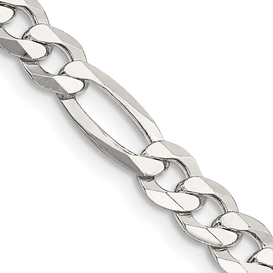20 Inch Sterling Silver 5.5mm Lightweight Flat Figaro Chain