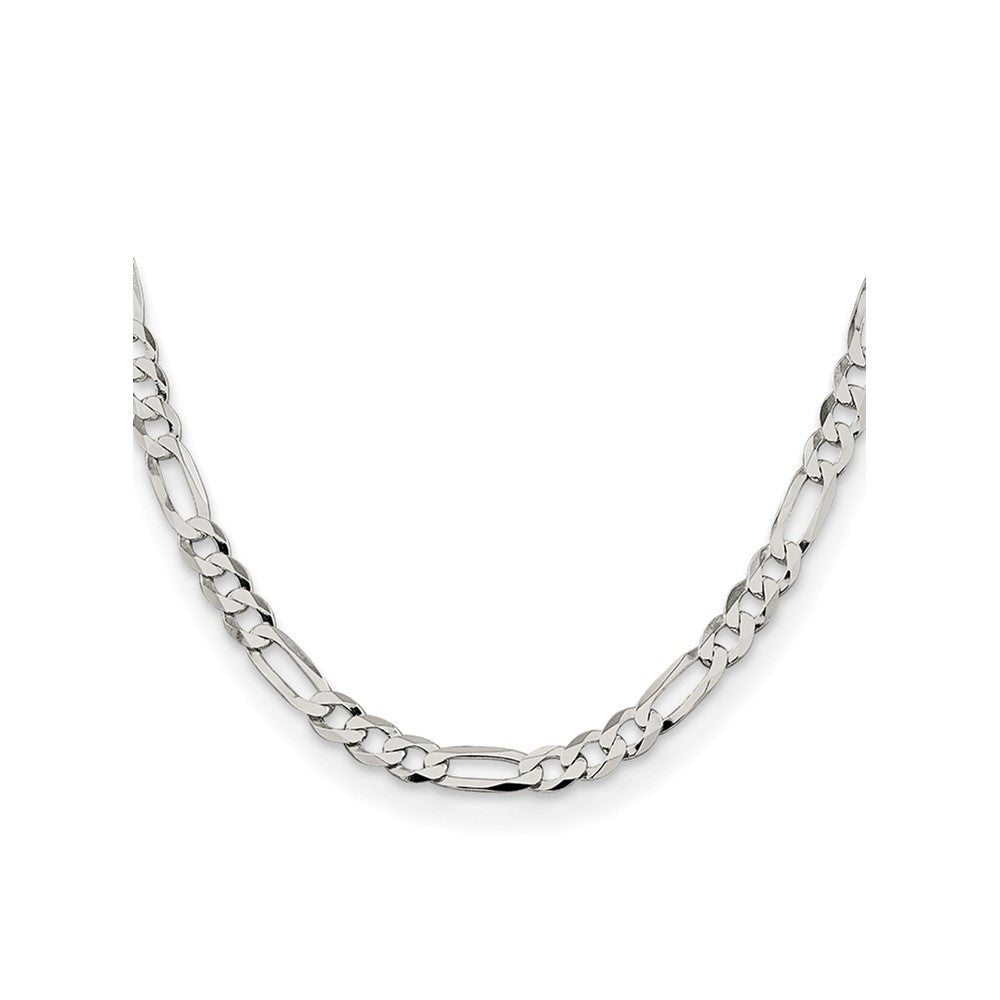 Sterling Silver 7.0mm Lightweight Flat Figaro Chain Necklace