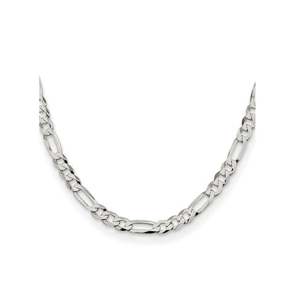 Sterling Silver 7.0mm Lightweight Flat Figaro Chain Necklace