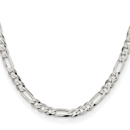 26 Inch Sterling Silver 7.0mm Lightweight Flat Figaro Chain