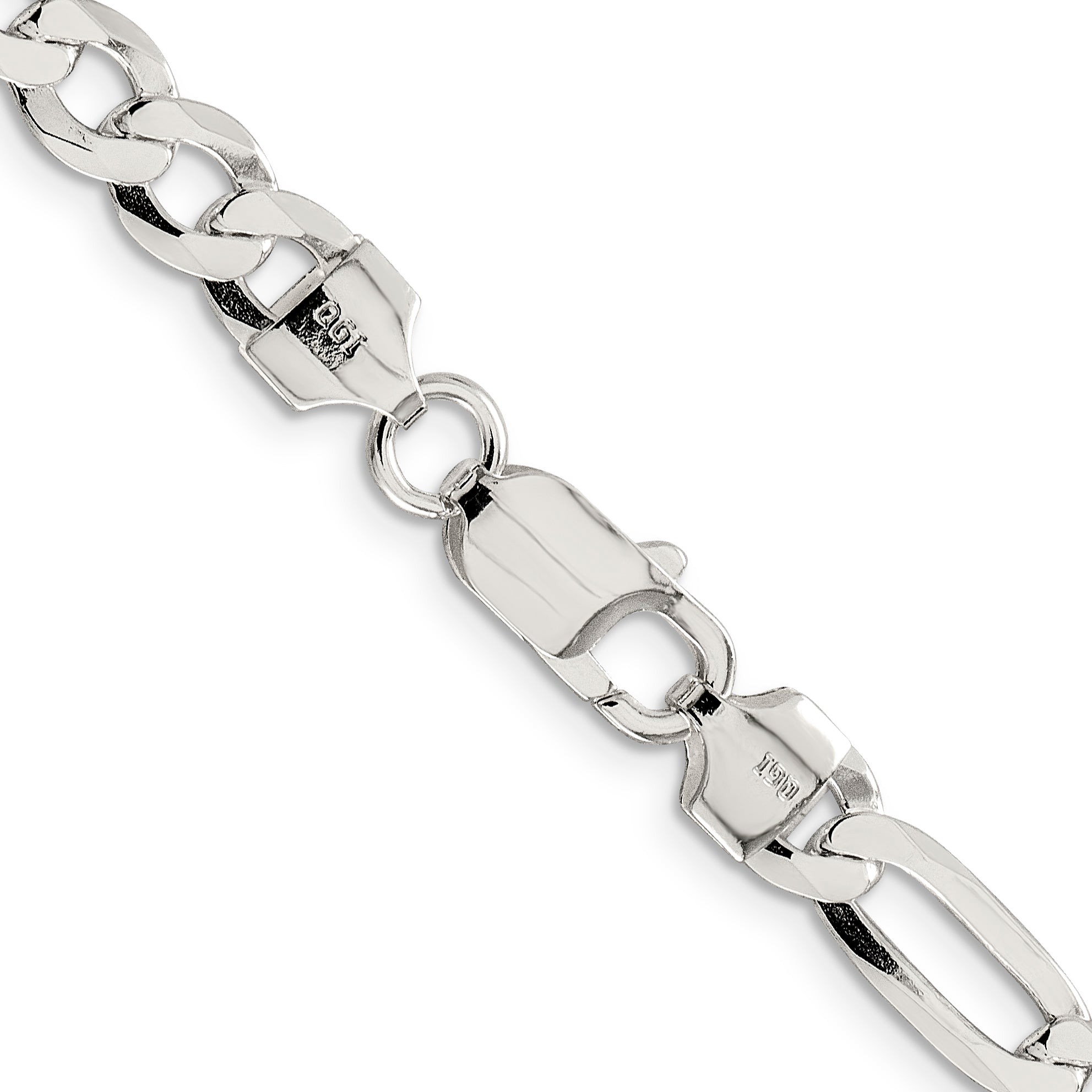 24 Inch Sterling Silver 7.0mm Lightweight Flat Figaro Chain