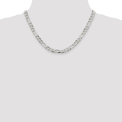 18 Inch Sterling Silver 7.0mm Lightweight Flat Figaro Chain