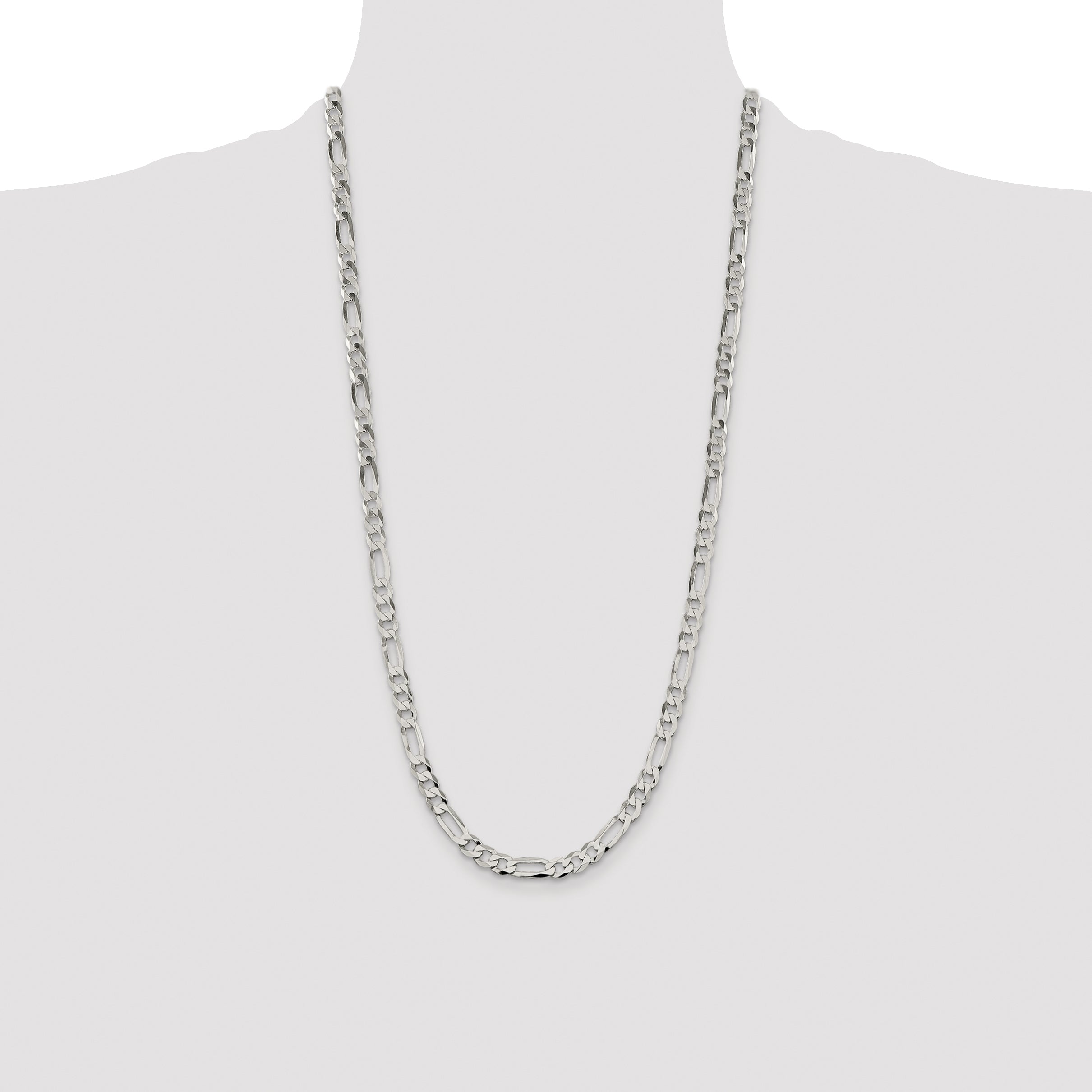 28 Inch Sterling Silver 7.0mm Lightweight Flat Figaro Chain