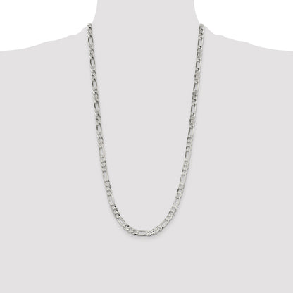 28 Inch Sterling Silver 7.0mm Lightweight Flat Figaro Chain