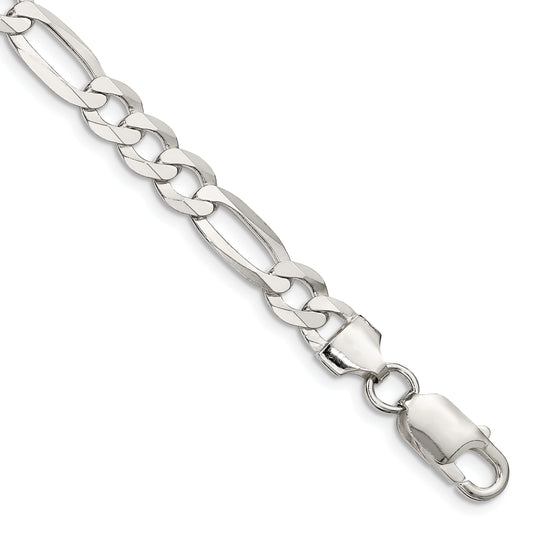 9 Inch Sterling Silver 7.0mm Lightweight Flat Figaro Chain