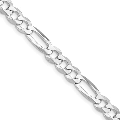Sterling Silver Rhodium-Plated 7.0mm Lightweight Flat Figaro Chain Necklace