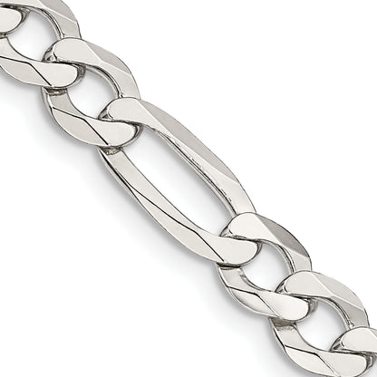 20 Inch Sterling Silver 7.0mm Lightweight Flat Figaro Chain