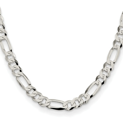 20 Inch Sterling Silver 8.5mm Lightweight Flat Figaro Chain