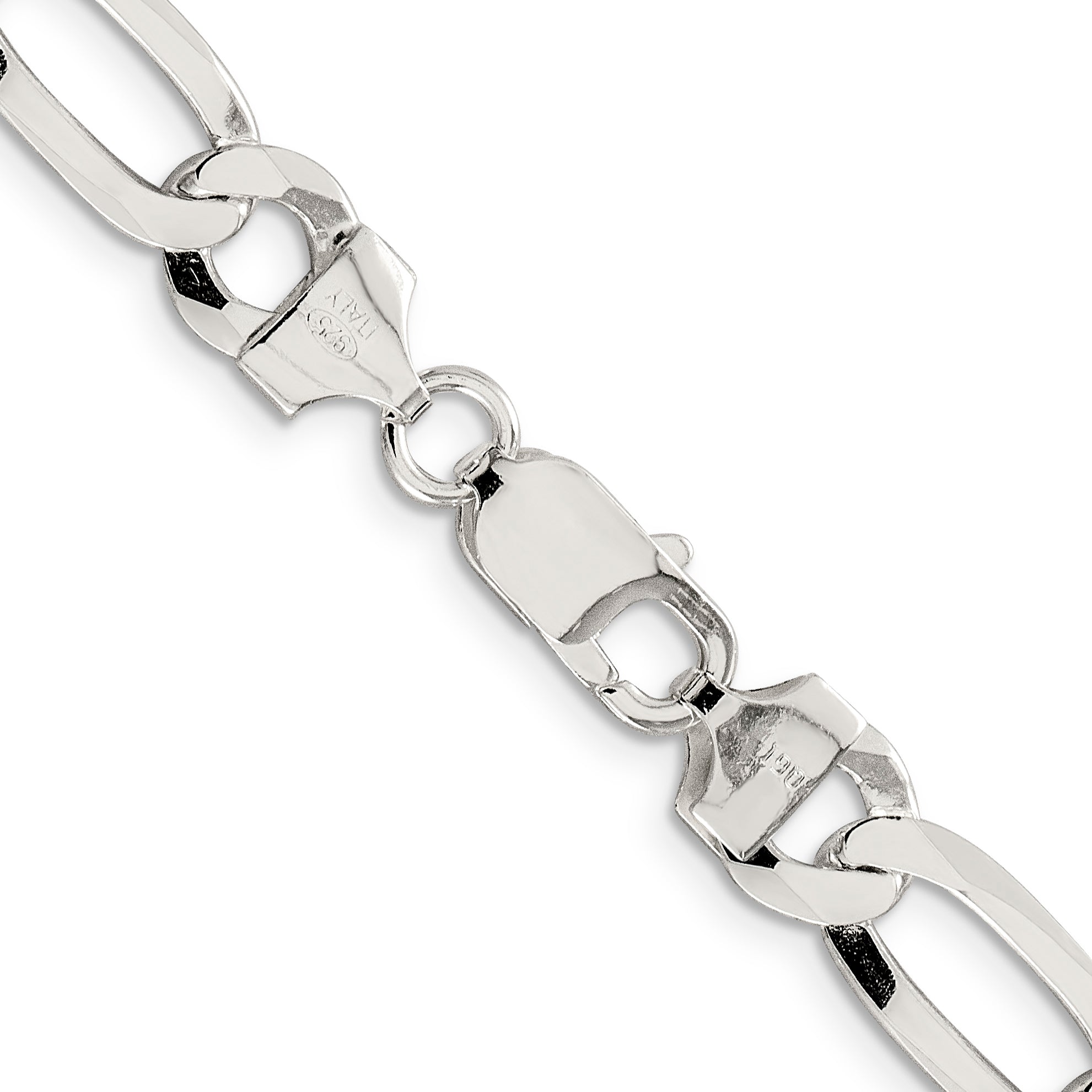 20 Inch Sterling Silver 8.5mm Lightweight Flat Figaro Chain