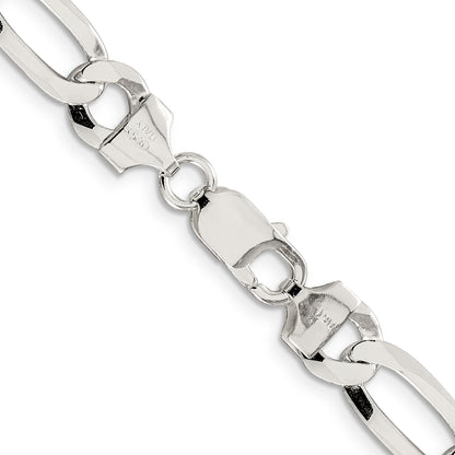 20 Inch Sterling Silver 8.5mm Lightweight Flat Figaro Chain