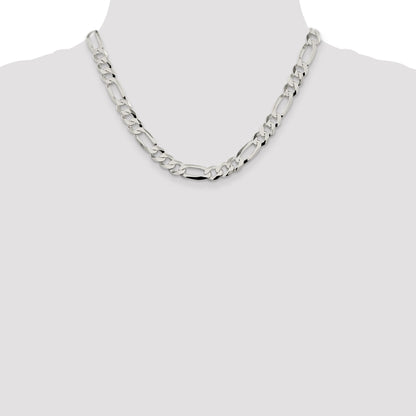18 Inch Sterling Silver 8.5mm Lightweight Flat Figaro Chain