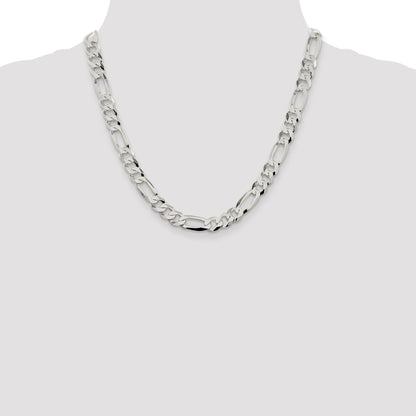 20 Inch Sterling Silver 8.5mm Lightweight Flat Figaro Chain