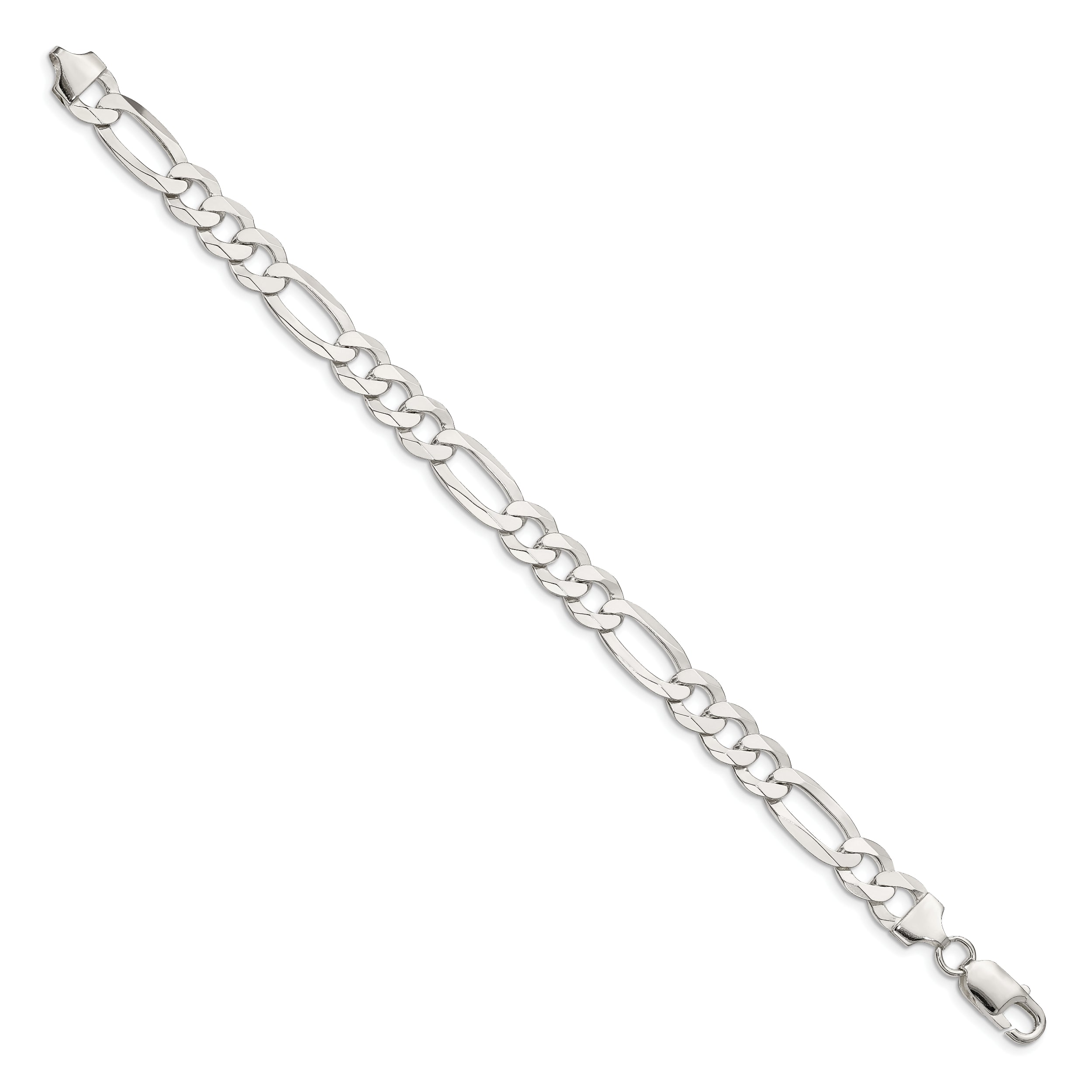 9 Inch Sterling Silver 8.5mm Lightweight Flat Figaro Chain