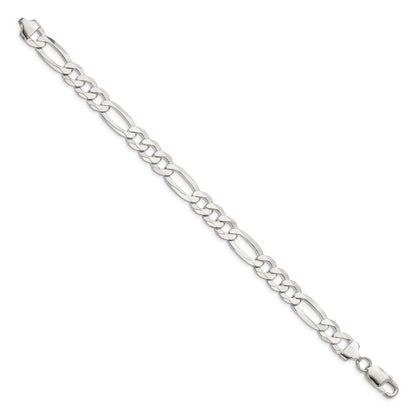 9 Inch Sterling Silver 8.5mm Lightweight Flat Figaro Chain