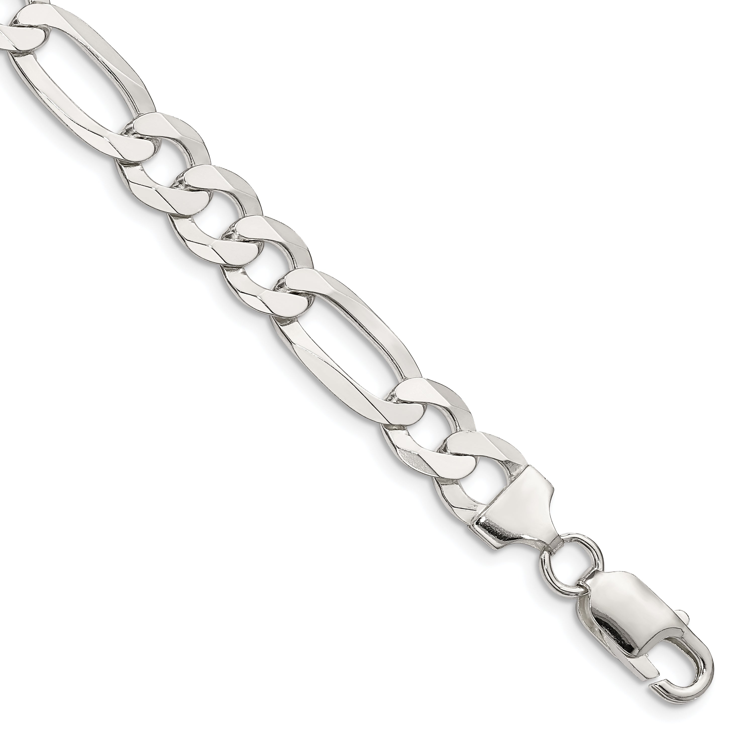 9 Inch Sterling Silver 8.5mm Lightweight Flat Figaro Chain