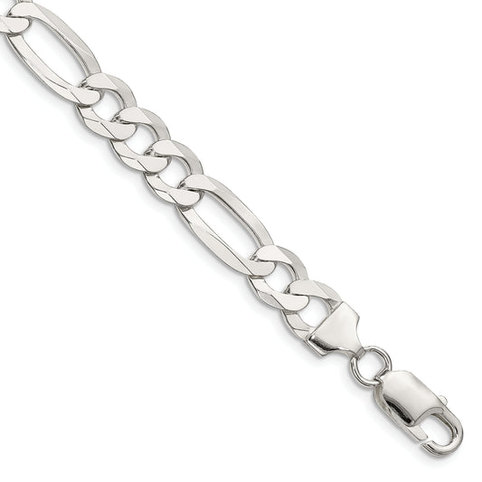 9 Inch Sterling Silver 8.5mm Lightweight Flat Figaro Chain
