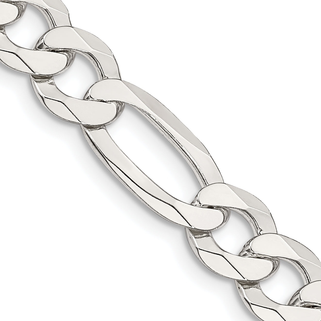 20 Inch Sterling Silver 8.5mm Lightweight Flat Figaro Chain