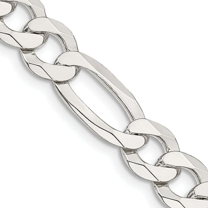20 Inch Sterling Silver 8.5mm Lightweight Flat Figaro Chain