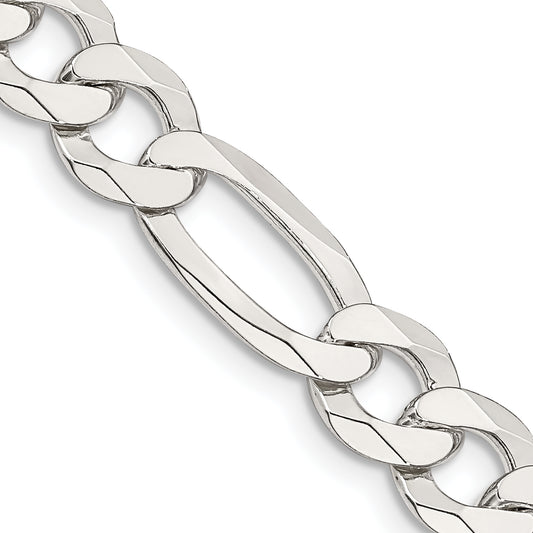 24 Inch Sterling Silver 8.5mm Lightweight Flat Figaro Chain
