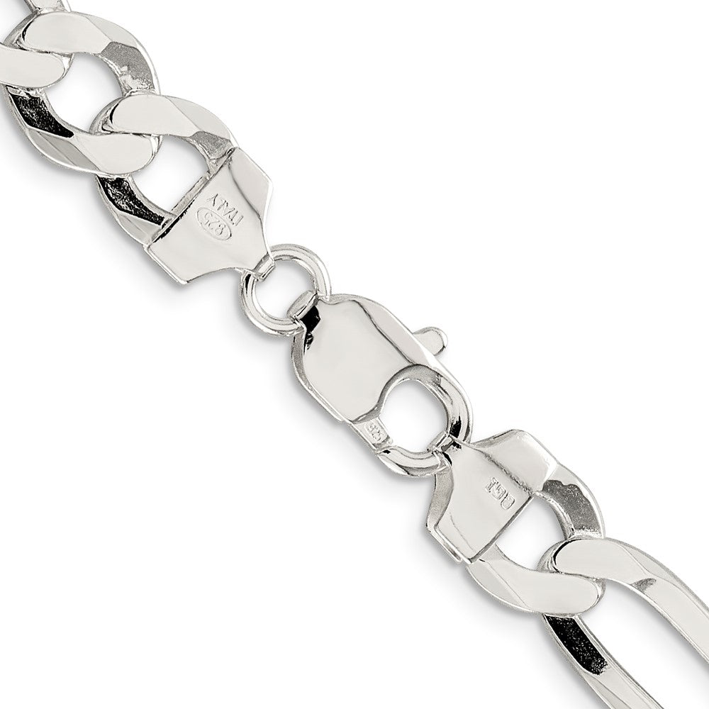 20 Inch Sterling Silver 9.7mm Lightweight Flat Figaro Chain Necklace
