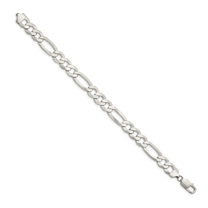 Sterling Silver 9.7mm Lightweight Flat Figaro Chain Bracelet