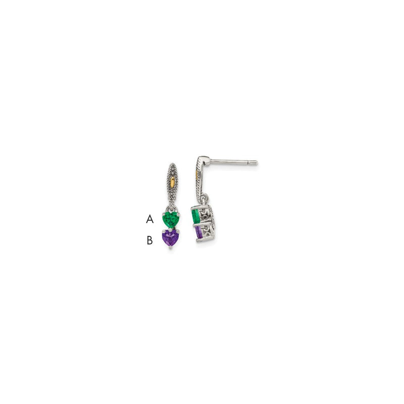 14K/Silver Two-Tone Sterling Silver Antiqued W/14K 2-Stone Mother'S Earring Mounting