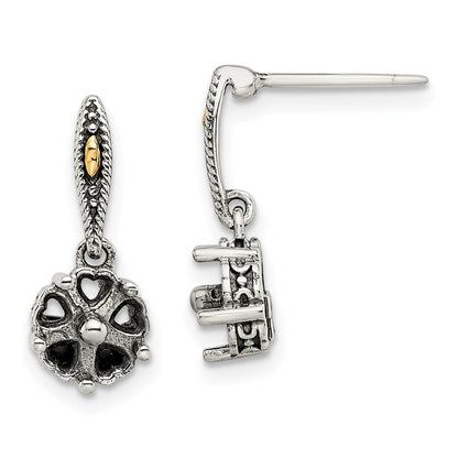 14K/Silver Two-Tone Sterling Silver Antiqued W/14K 5-Stone Mother'S Earring Mounting