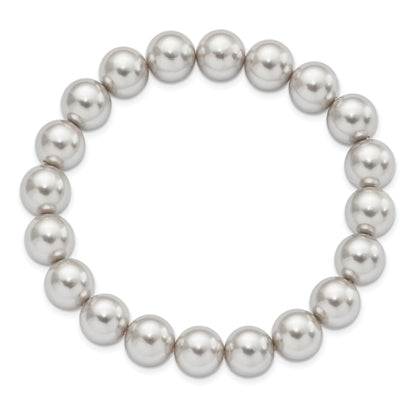 Fashion Majestik 10-11mm Grey Imitation Shell Pearl Stretch Bracelet