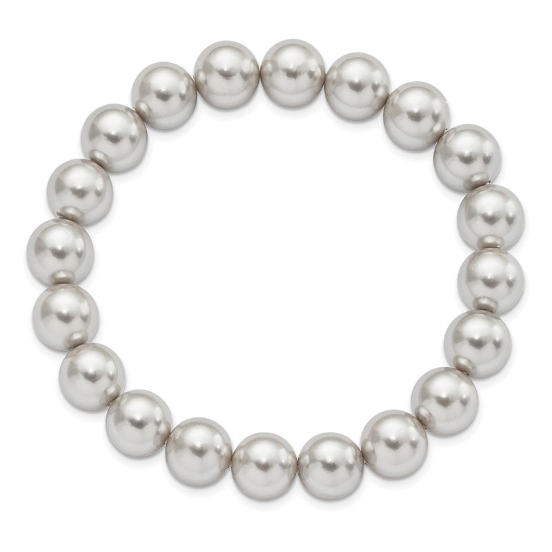 Fashion Majestik 10-11mm Grey Imitation Shell Pearl Stretch Bracelet