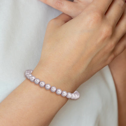 Fashion Majestik 7-8mm Purple Imitation Shell Pearl Stretch Bracelet