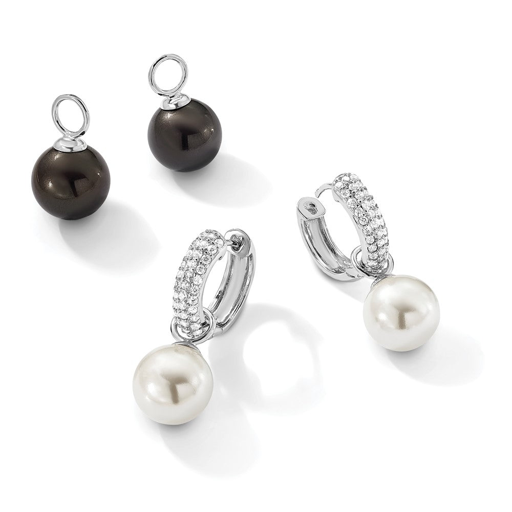 sterling-silver-majestik-rhodium-plated-cz-12-13mm-black-and-white-interchangeable-shell-pearl-hinged-hoop-earrings