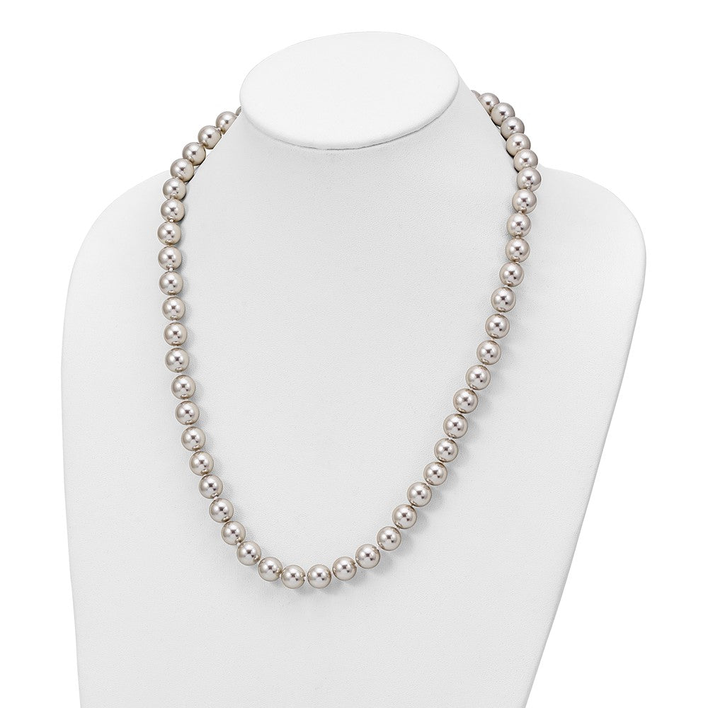 Sterling Silver Majestik Rhodium-Plated 10-11mm Grey Imitation Shell Pearl Hand-Knotted Necklace
