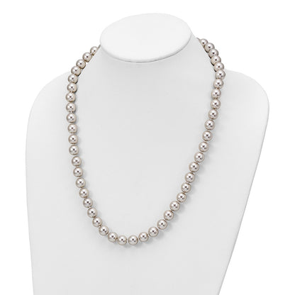 Sterling Silver Majestik Rhodium-Plated 10-11mm Grey Imitation Shell Pearl Hand-Knotted Necklace