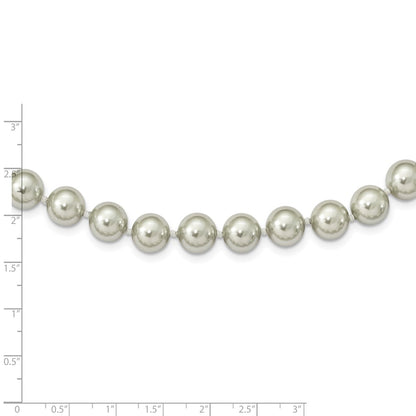 Sterling Silver Majestik Rhodium-Plated 10-11mm Grey Imitation Shell Pearl Hand-Knotted Necklace