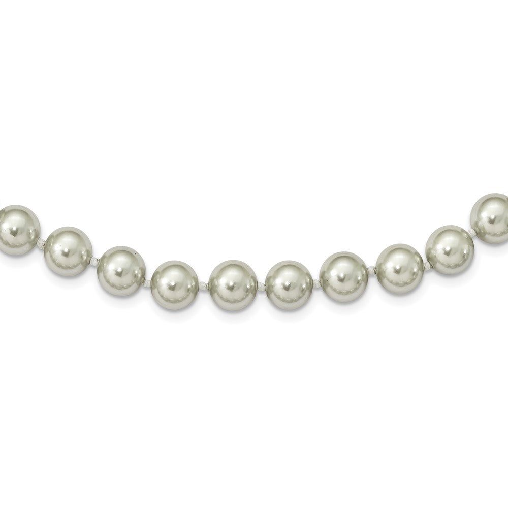 Sterling Silver Majestik Rhodium-Plated 10-11mm Grey Imitation Shell Pearl Hand-Knotted Necklace