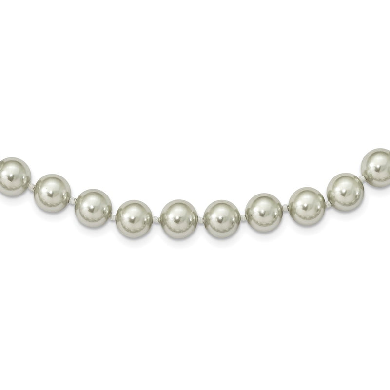 Sterling Silver Majestik Rhodium-Plated 10-11mm Grey Imitation Shell Pearl Hand-Knotted Necklace