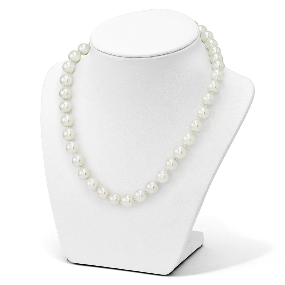 Sterling Silver Majestik Rhodium-Plated 10-11mm White Imitation Shell Pearl Hand-Knotted Necklace