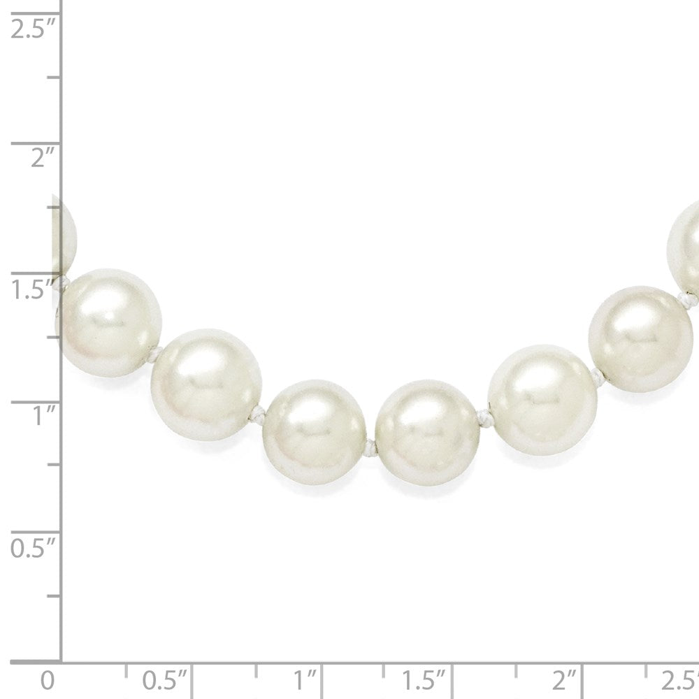 Sterling Silver Majestik Rhodium-Plated 10-11mm White Imitation Shell Pearl Hand-Knotted Necklace