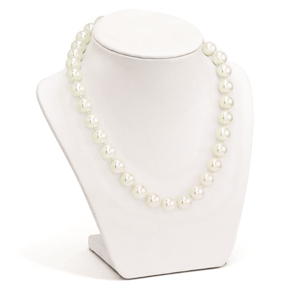 Sterling Silver S Majestik Rh-Pl 12-13mm Wht Imitat Shell Pearl W/Cz Clasp Necklac