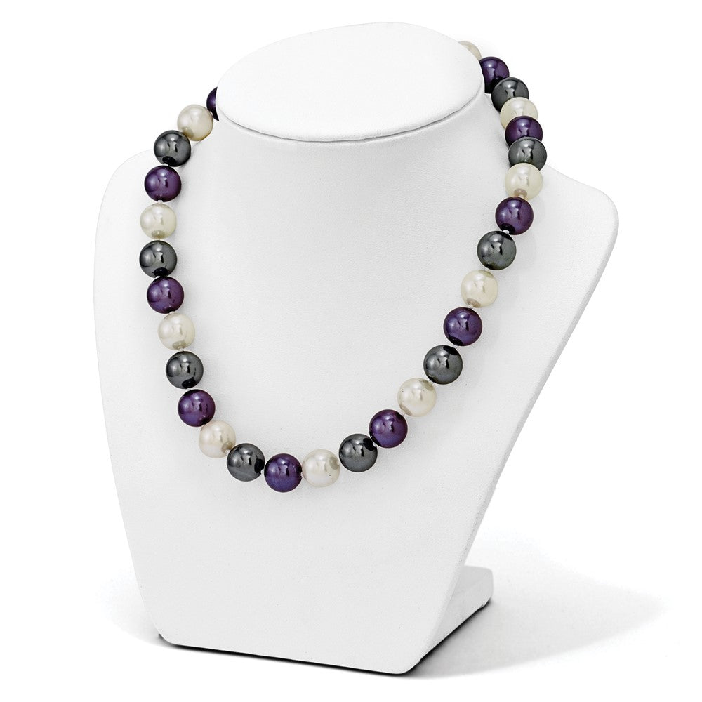 Sterling Silver Majestik Rhodium-Plated 12-13mm Multi-Color Imitation Shell Pearl Hand-Knotted Necklace