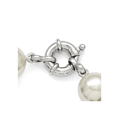 Sterling Silver Majestik Rhodium-Plated 12-13mm Multi-Color Imitation Shell Pearl Hand-Knotted Necklace