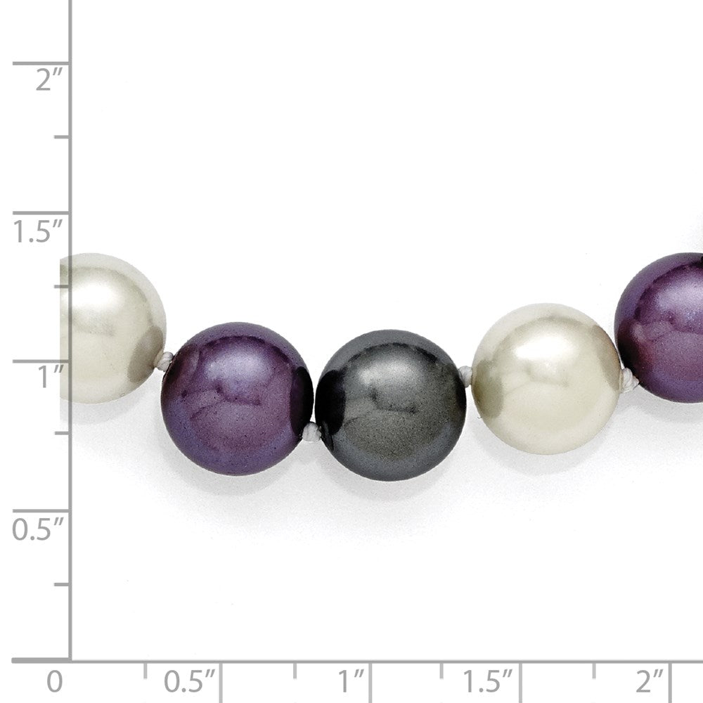 Sterling Silver Majestik Rhodium-Plated 12-13mm Multi-Color Imitation Shell Pearl Hand-Knotted Necklace