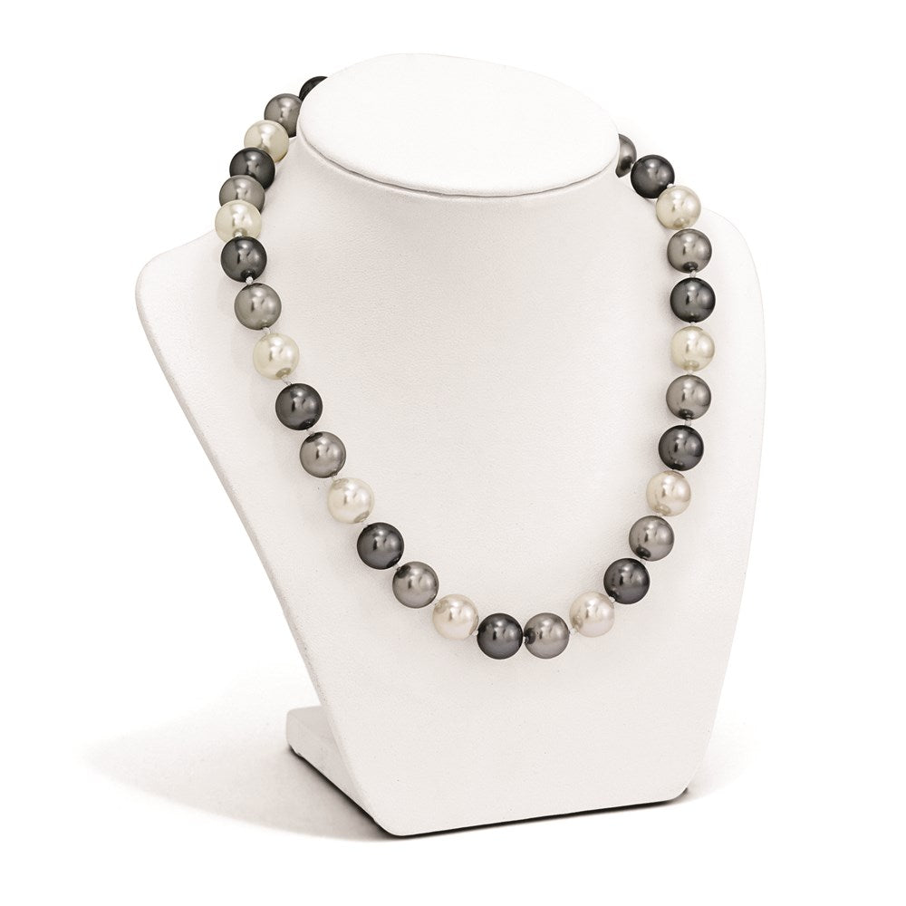 Sterling Silver Majestik Rhodium-Plated 12-13mm Multi-Color Imitation Shell Pearl Hand-Knotted Necklace