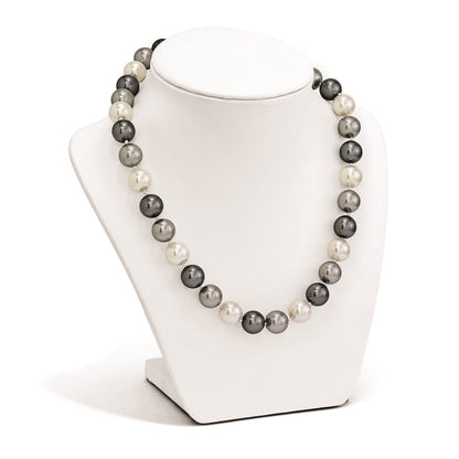 Sterling Silver Majestik Rhodium-Plated 12-13mm Multi-Color Imitation Shell Pearl Hand-Knotted Necklace